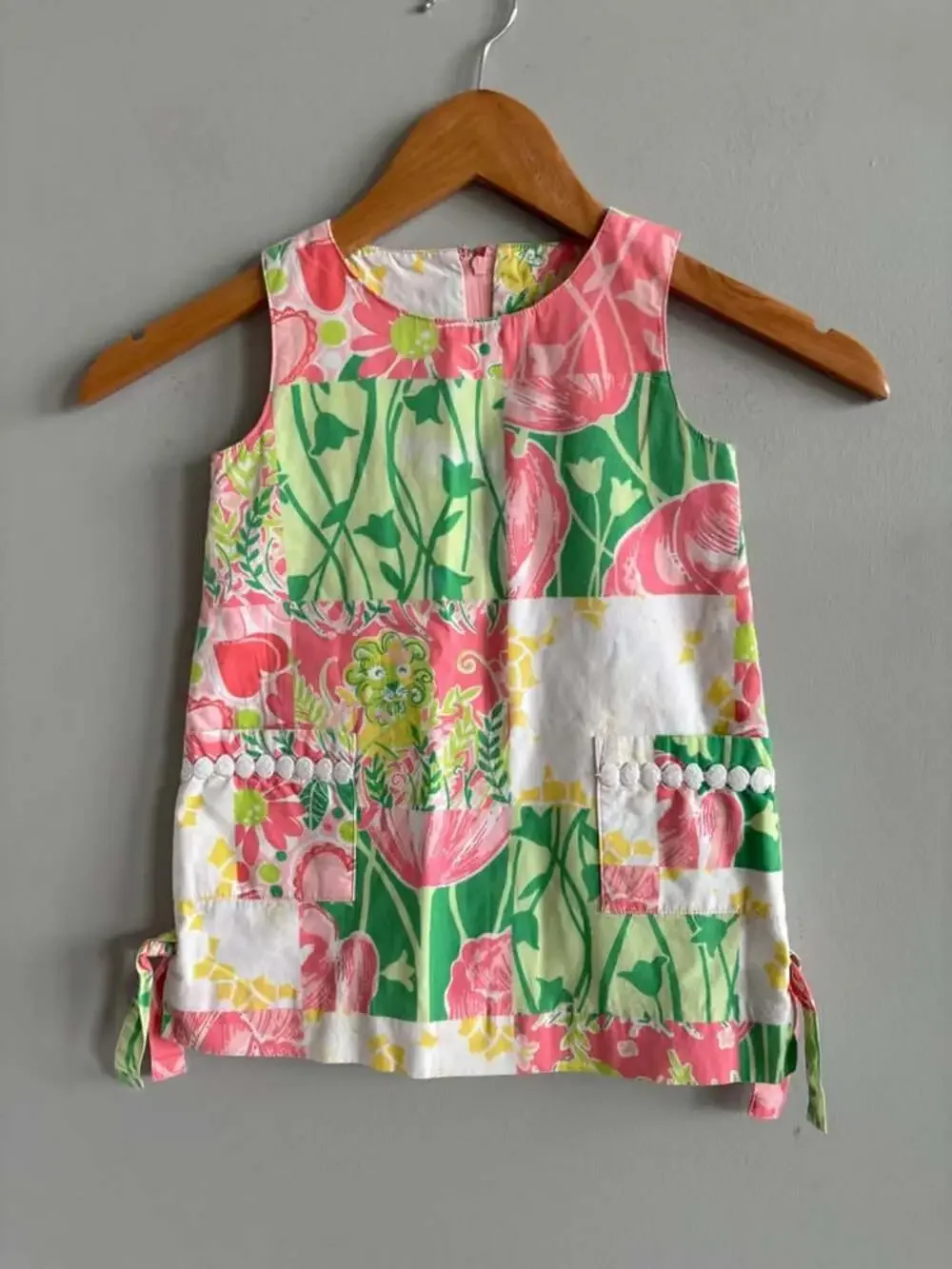 Lilly Pulitzer 3T Toddler Girls Classic Shift Patchwork Dress Lion Tulip Print
